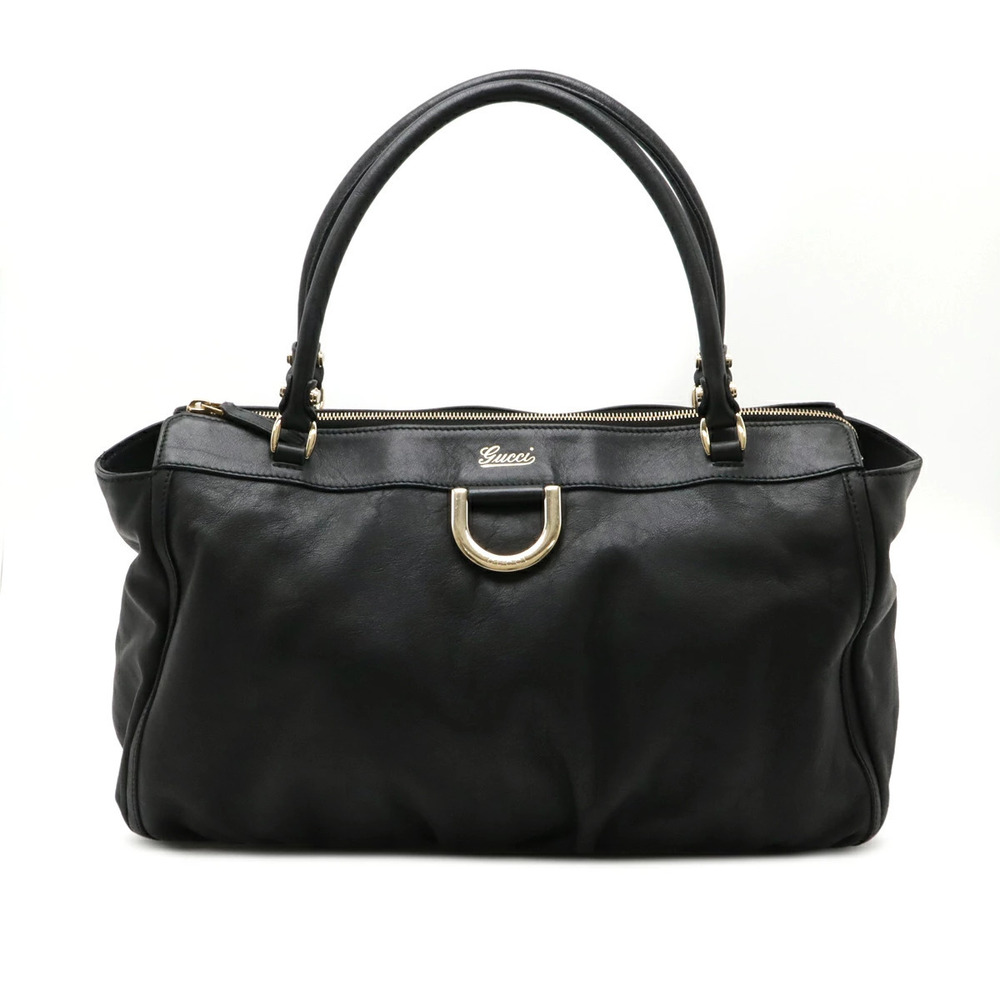 Gucci Abbey Tote Bag Shoulder Hobo Leather Black